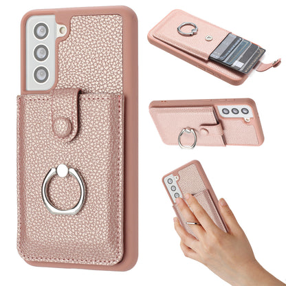 for Samsung Galaxy S21+ 5G Wallet Case with Card Holder, Rose Gold