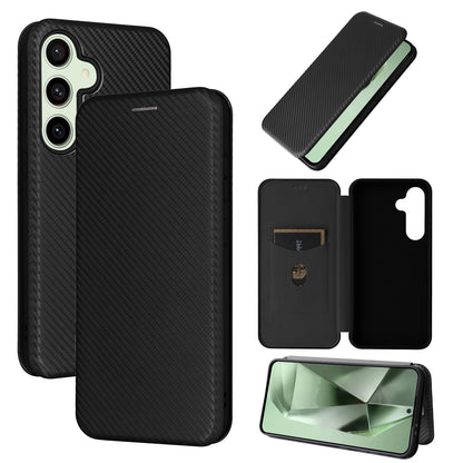 Carbon Fiber Flip Case for Samsung Galaxy S24 FE, Black