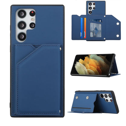 PU Leather Flip Shockproof Protective Cover for Samsung Galaxy S23 Ultra, Blue