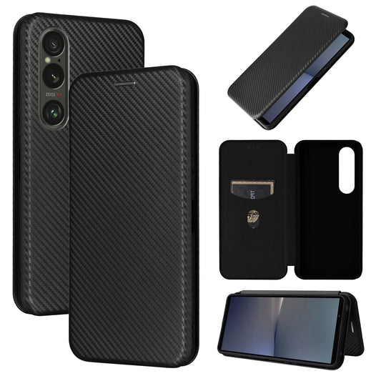 Carbon Fiber Flip Case for Sony Xperia 1 VI 2024, Black