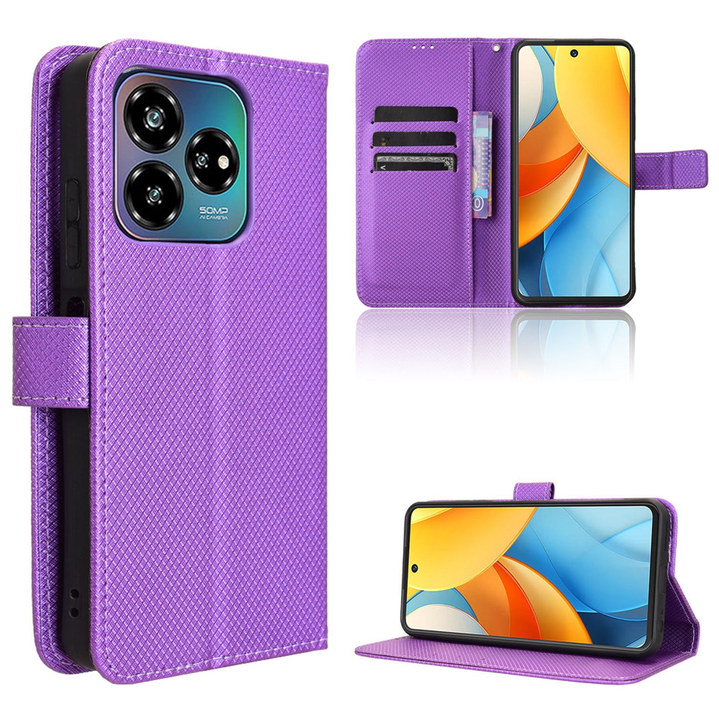 Wallet Case for ZTE Blade V60 Vita, Purple