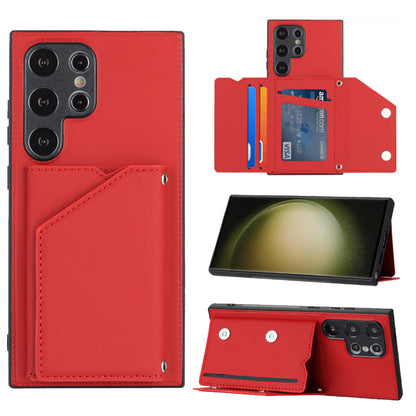 PU Leather Flip Shockproof Protective Cover for Samsung Galaxy S24 Ultra, Red