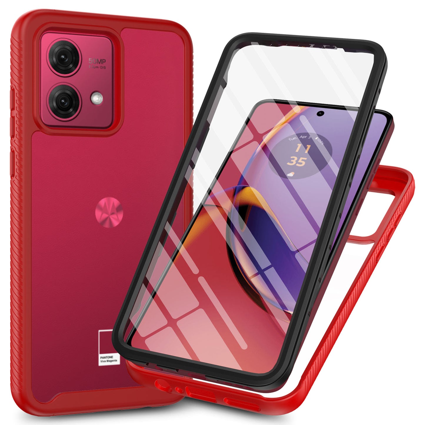 Shockproof Full Body Hard Case with Built-in Screen Protector Cover for Moto G84 5G