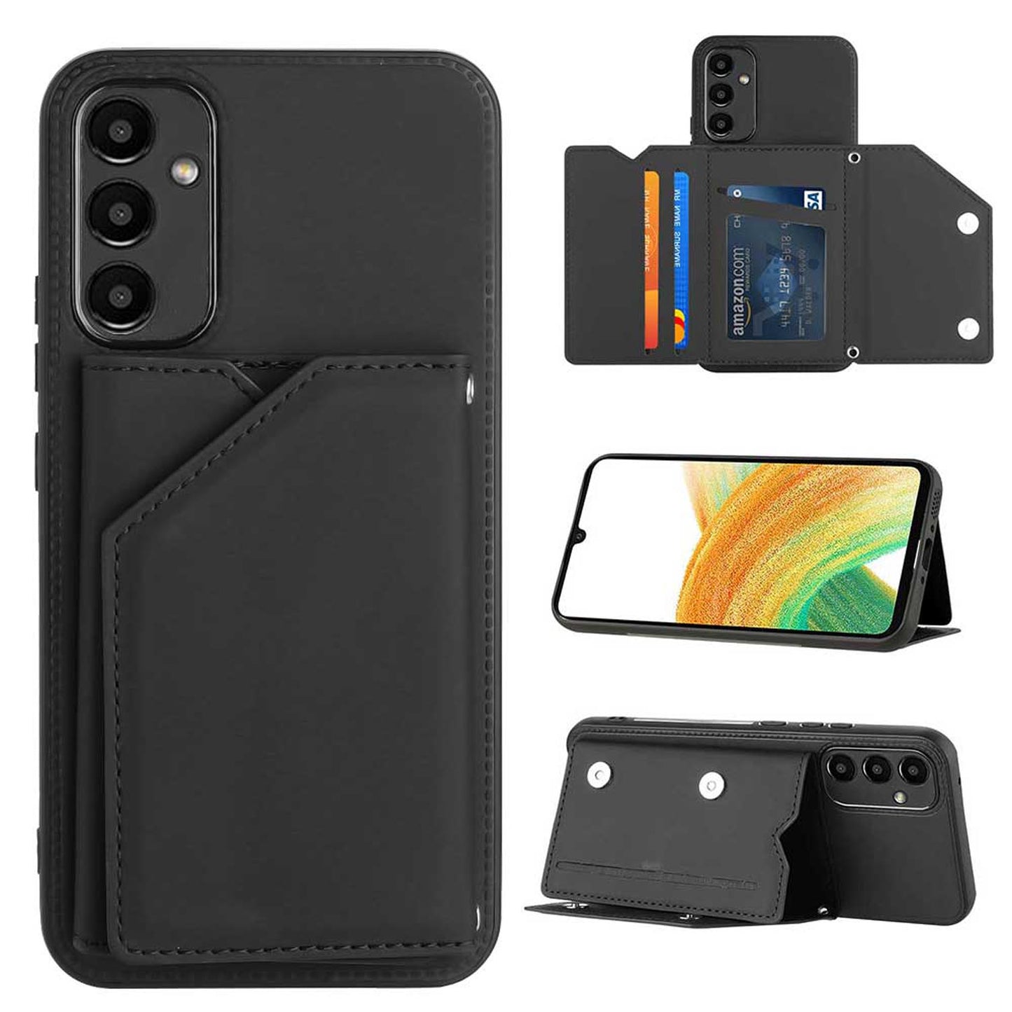 PU Leather Flip Shockproof Protective Cover for Samsung Galaxy A54 5G, Black