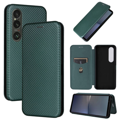 Carbon Fiber Flip Case for Sony Xperia 1 VI 2024, Green