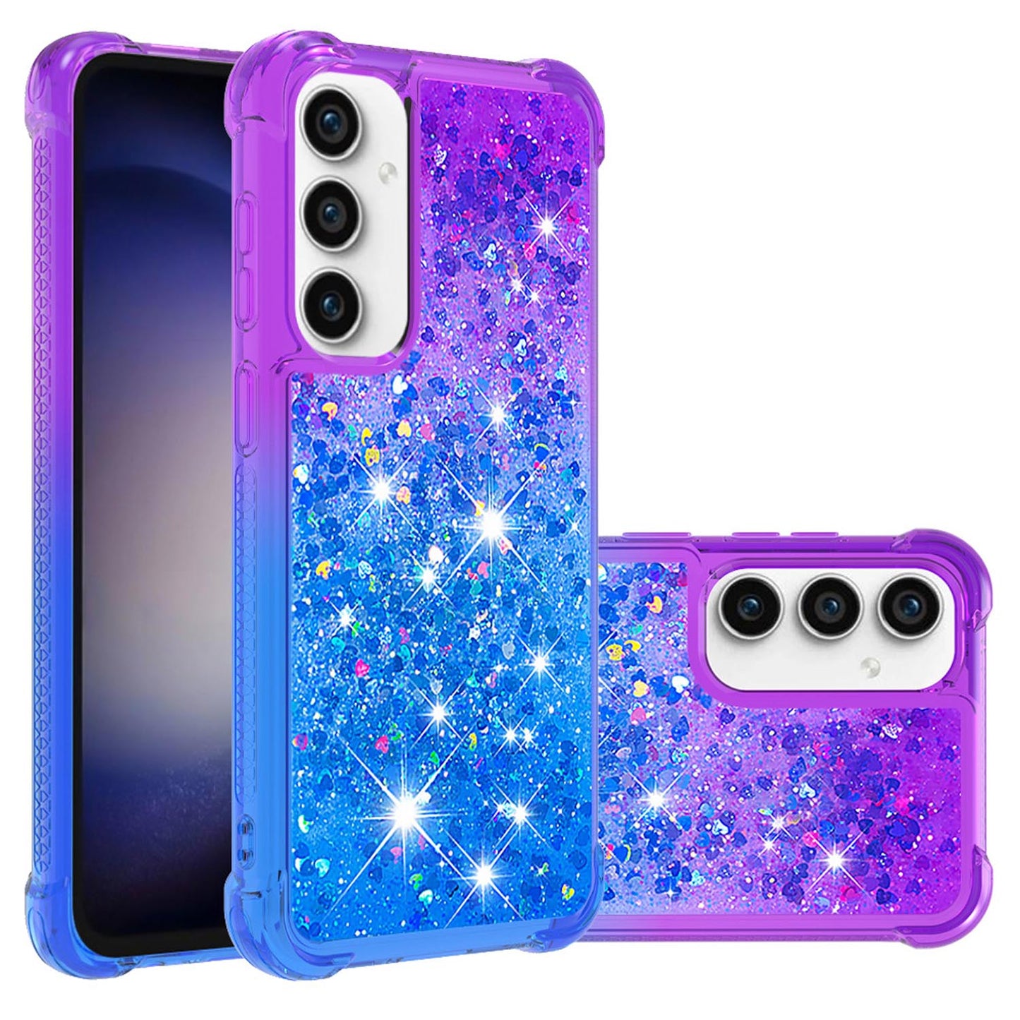 Samsung Galaxy S23 FE Gradient Quicksand Series Bling Liquid TPU Case, Purple&Blue