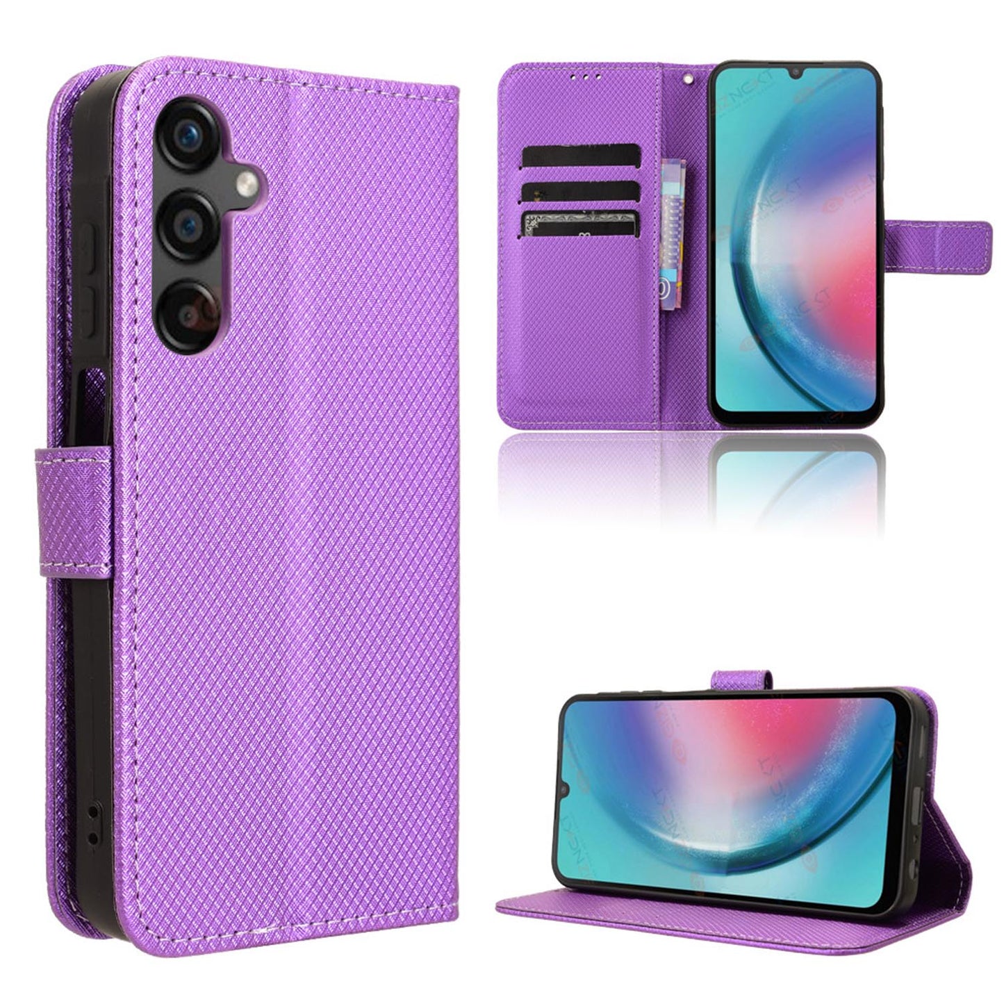 Wallet Case with Credit Card Holder PU Leather Flip Folio Phone Cover for Samsung Galaxy A25 5G, Purple