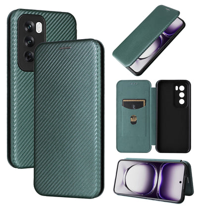 Carbon Fiber Flip Case for OPPO Reno12 5G, Green