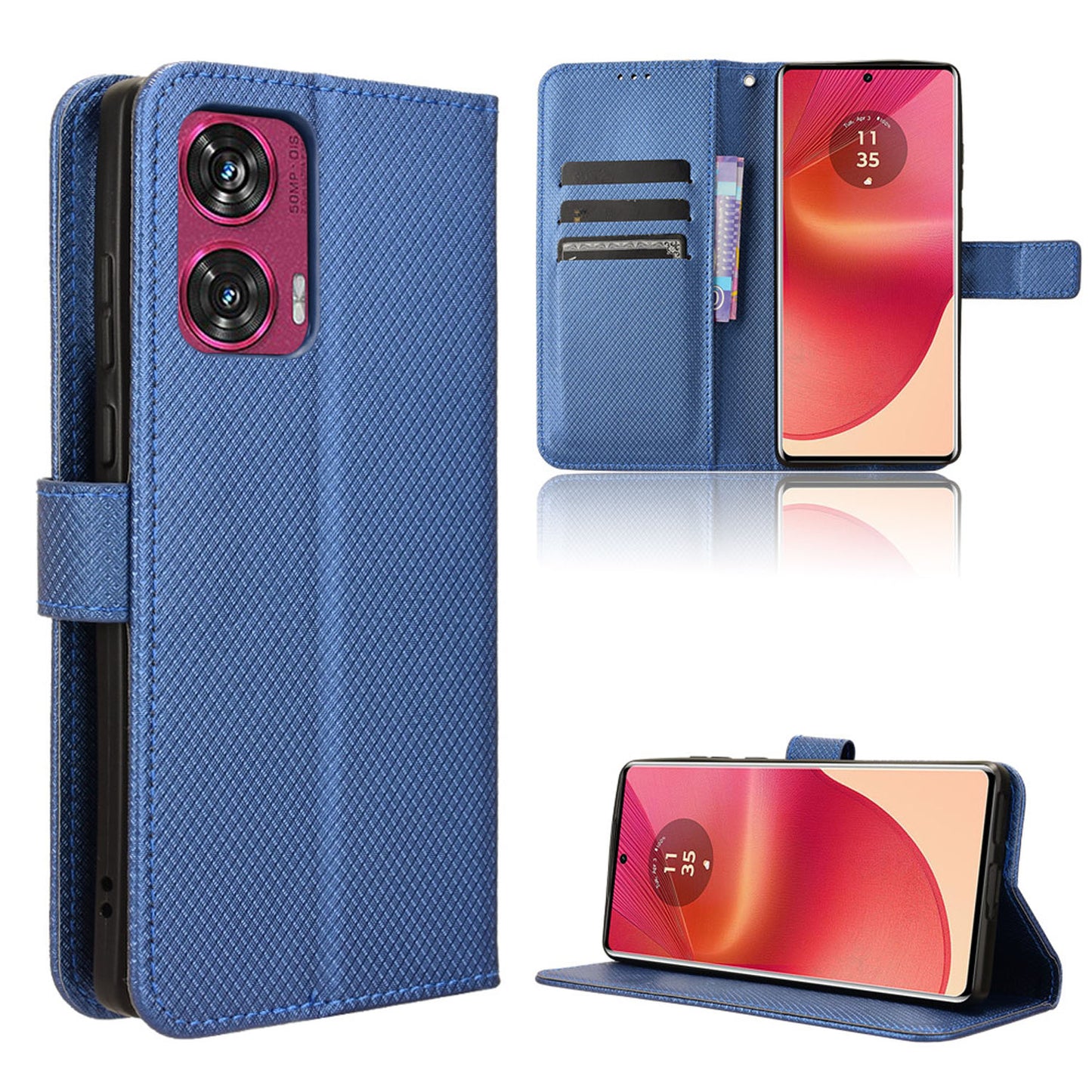 Wallet Case for Motorola Edge 50 Fusion, Blue