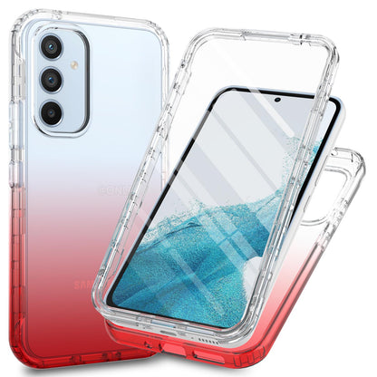 Gradient Clear Shockproof Full Body Case with Built-in Screen Protector Cover for Samsung Galaxy A34 5G, HALF-RED