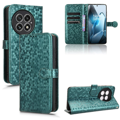 Slim Flip Polka-Dots Phone Case with Card Holder for OnePlus 13, Green