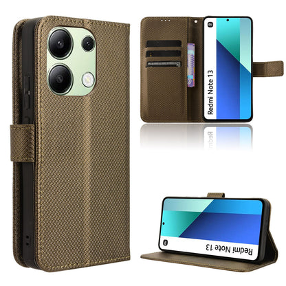 Wallet Case with Credit Card Holder PU Leather Flip Folio Phone Cover for Xiaomi Redmi Note 13 4G, Bronzed