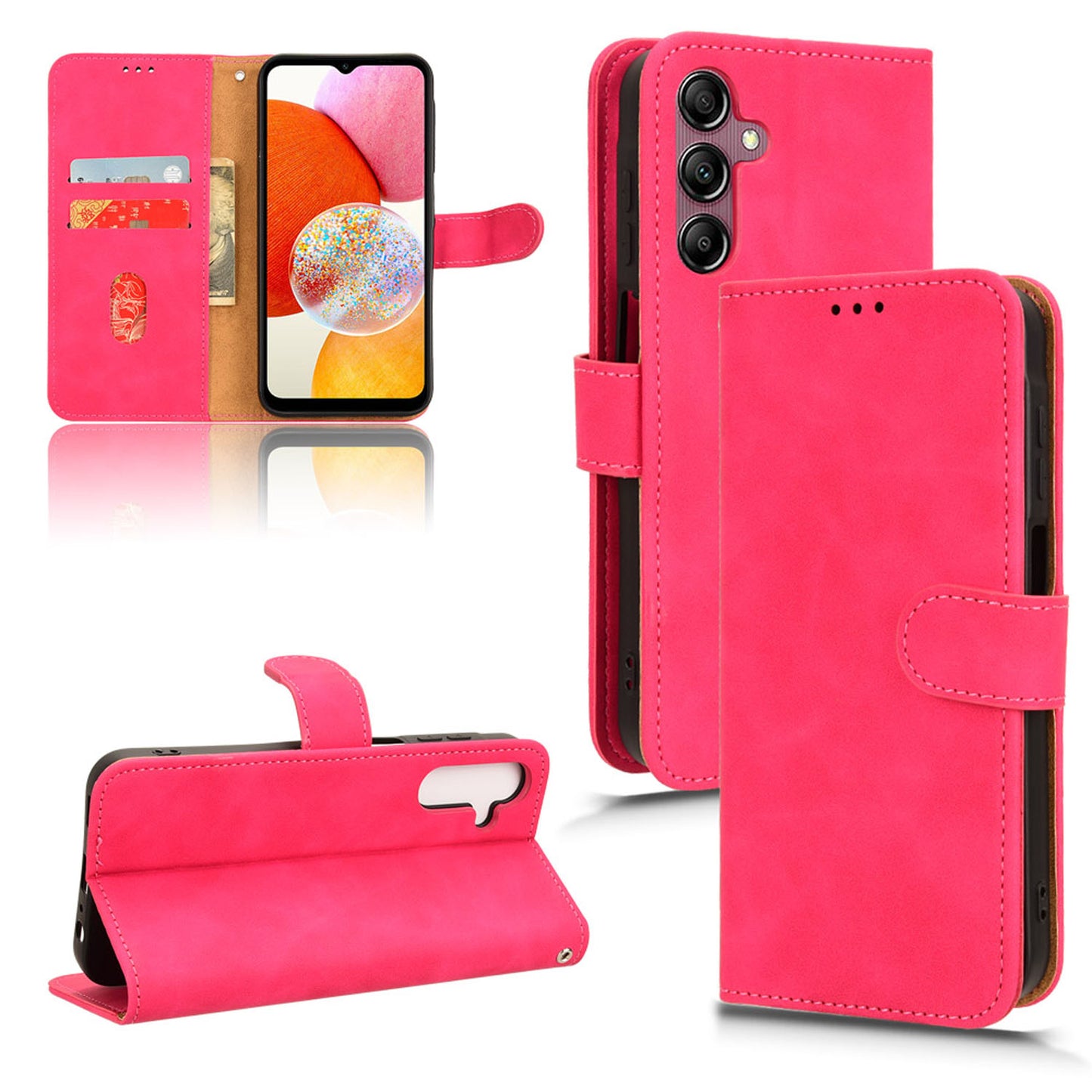 Wallet Case with Card Holder Flip Magnetic Protective Cover for Samsung Galaxy A15 5G, Pink