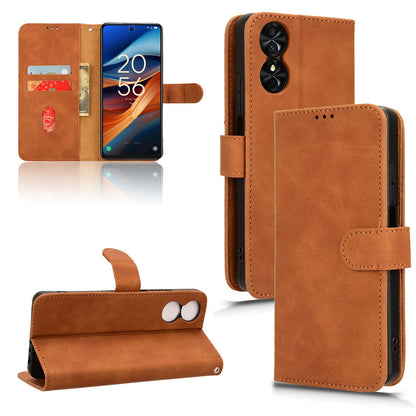 Wallet Case with Card Holder Flip Magnetic Protective Cover for TCL 50 SE, Brown