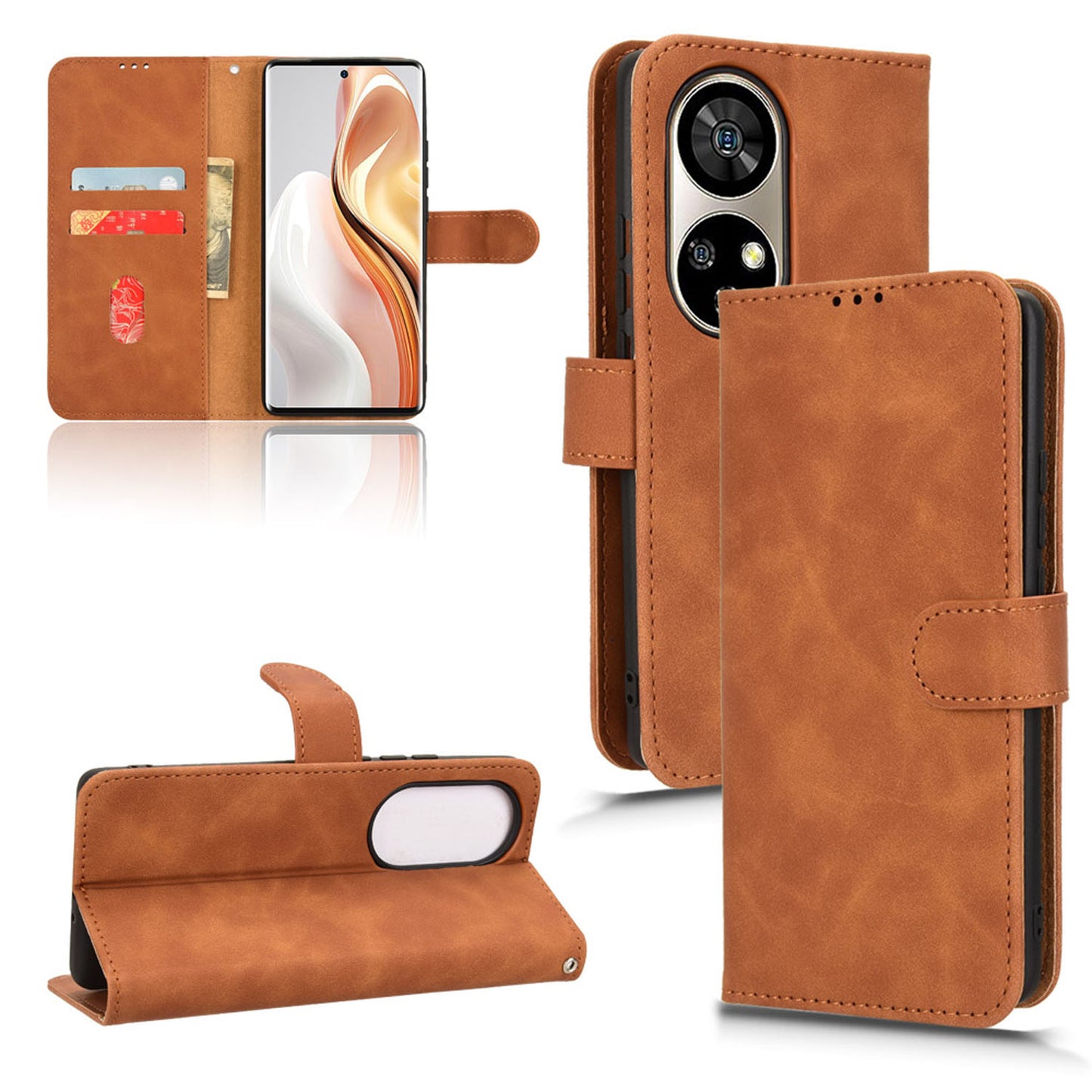 Wallet Case with Card Holder Flip Magnetic Protective Cover for Ulefone Note 17 Pro, Brown