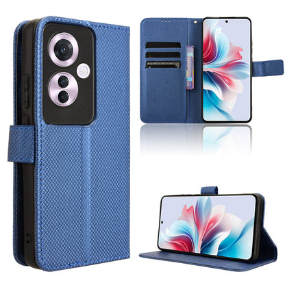 Wallet Case with Credit Card Holder PU Leather Flip Folio Phone Cover for OPPO Reno11 F 5G, Blue