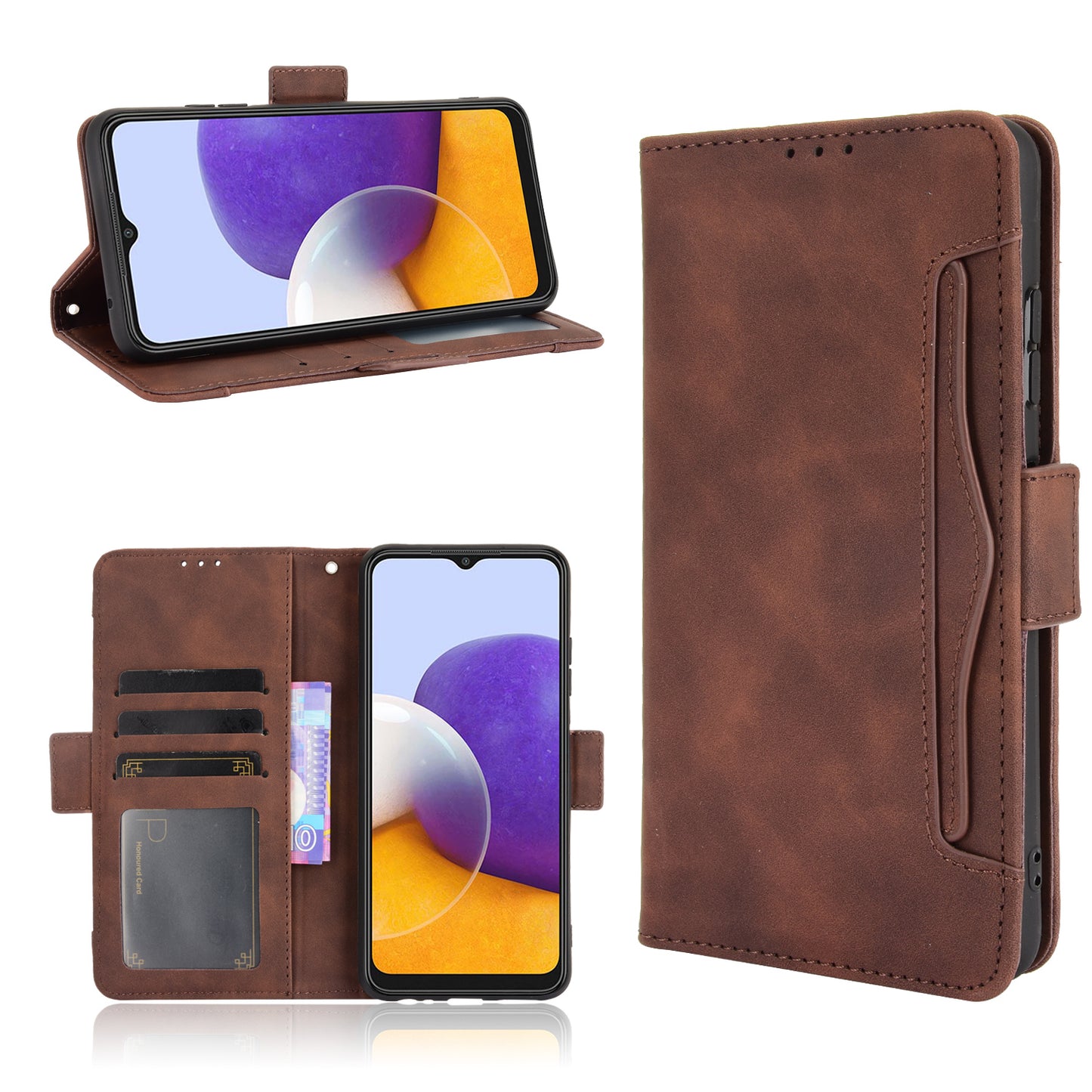 Wallet Case for iPhone 13 Mini with Removable Card Slot, Brown