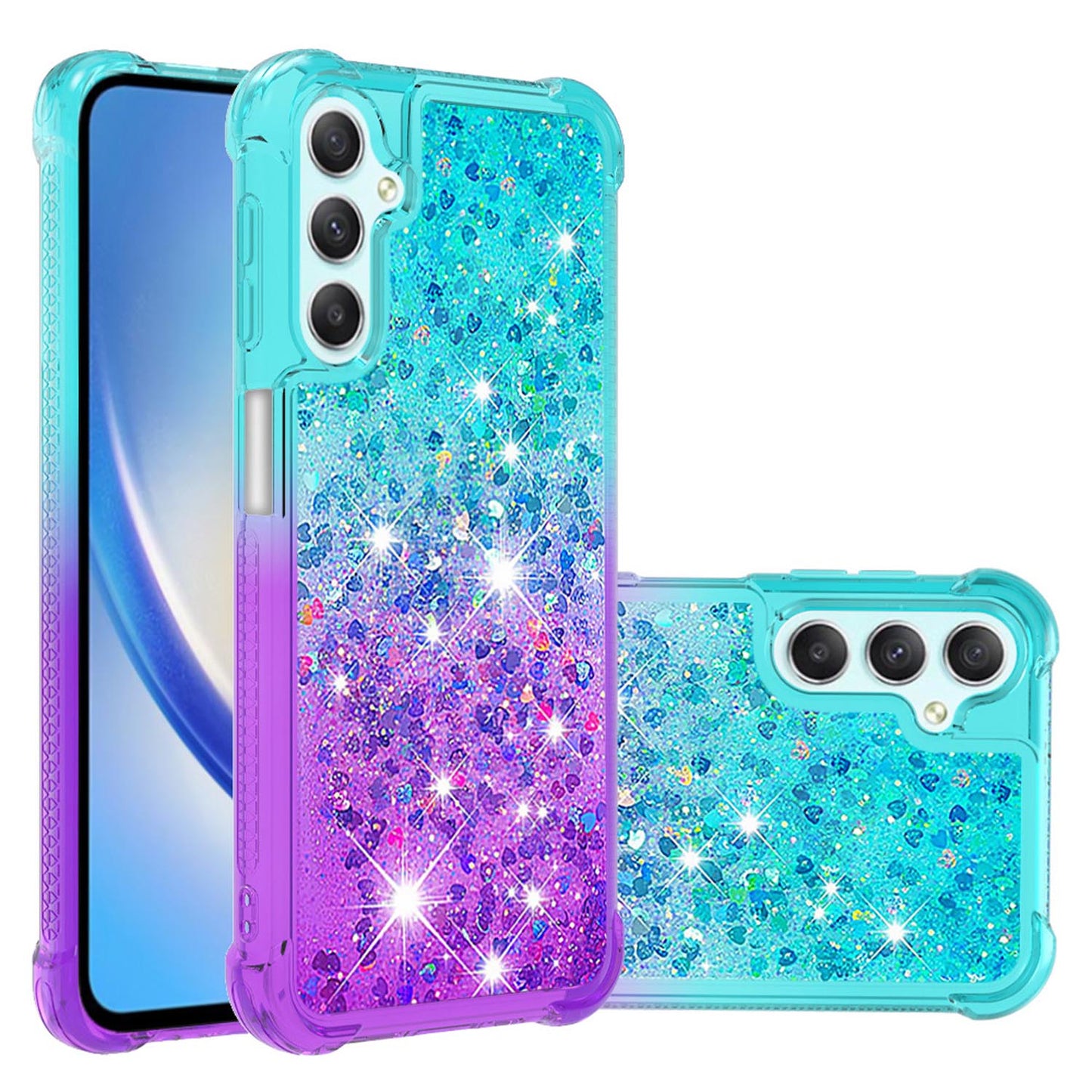 Samsung Galaxy A25 5G Gradient Quicksand Series Bling Liquid TPU Case, Pink&Blue