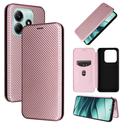 Carbon Fiber Flip Case for Redmi Note 14 5G, Rose Gold