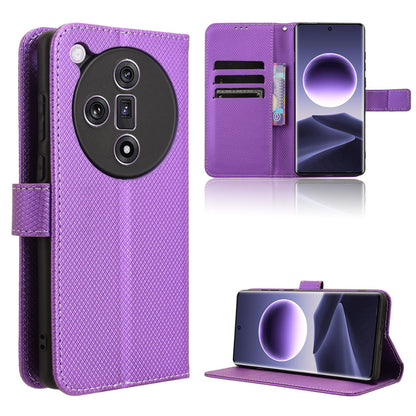 Wallet Case with Credit Card Holder PU Leather Flip Folio Phone Cover for OPPO Find X7, Purple