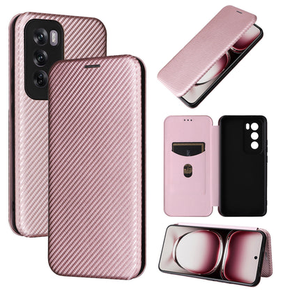 Carbon Fiber Flip Case for OPPO Reno12 Pro 5G, Rose Gold