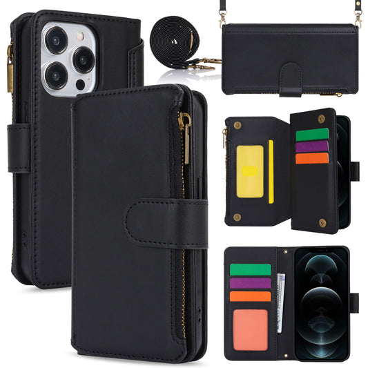 for iPhone 12 Pro Wallet Case with RFID Blocking, Black