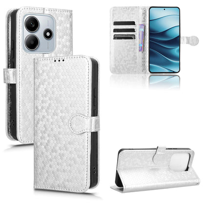 Slim Flip Polka-Dots Phone Case with Card Holder for Redmi Note 14 5G, Silver