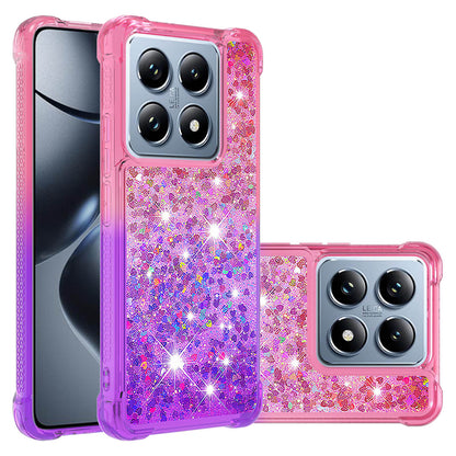 Xiaomi 14T Gradient Quicksand Series Bling Liquid TPU Case, Pink&Purple