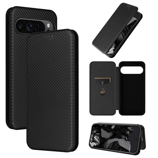 Carbon Fiber Flip Case for Google Pixel 9 Pro XL, Black