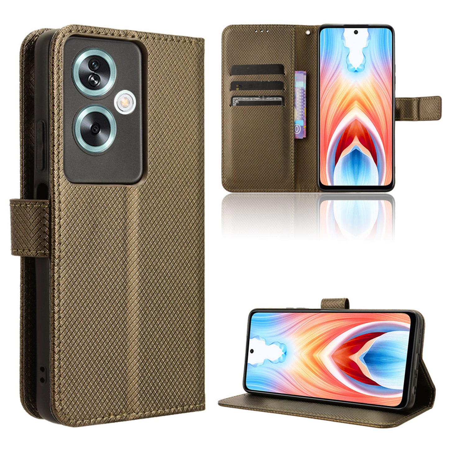 Wallet Case with Credit Card Holder PU Leather Flip Folio Phone Cover for OPPO A79 5G, Bronzed