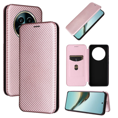 Carbon Fiber Flip Case for Realme 13 Pro Plus, Rose Gold