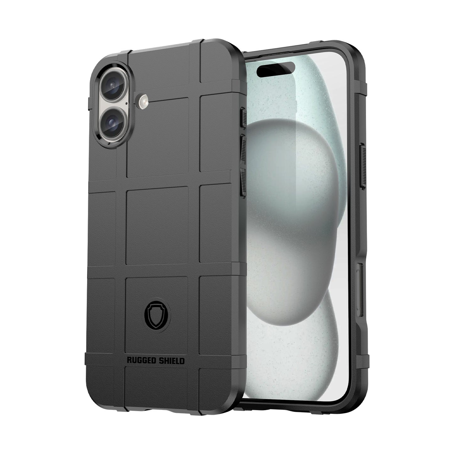 TPU Thick Solid Armor Tactical Protective Case for iPhone 16, Black