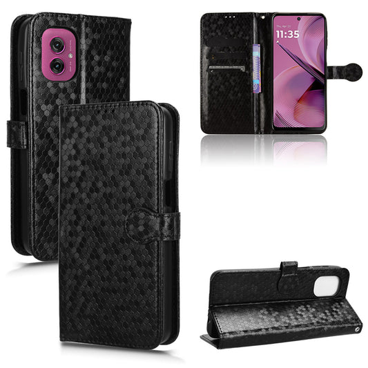 Slim Flip Polka-Dots Phone Case with Card Holder for Moto G55 5G, Black