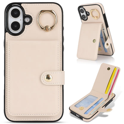 for iPhone 16 Plus Wallet Case with Card Holder, White