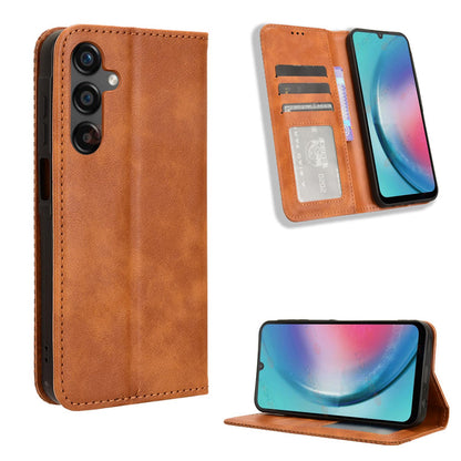 Samsung Galaxy A25 5G Flip Folio Case with Card Holder Hidden Magnetic, Brown