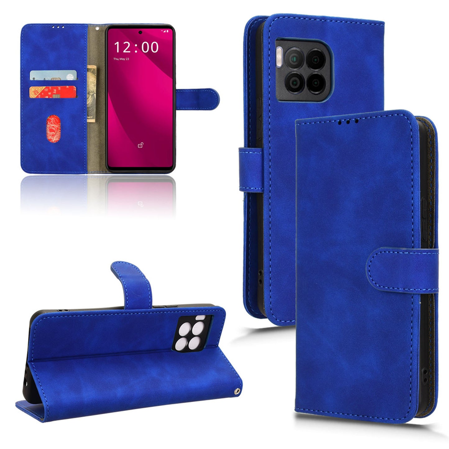 Wallet Case with Card Holder Flip Magnetic Protective Cover for T-Mobile REVVL 7 Pro 5G, Blue