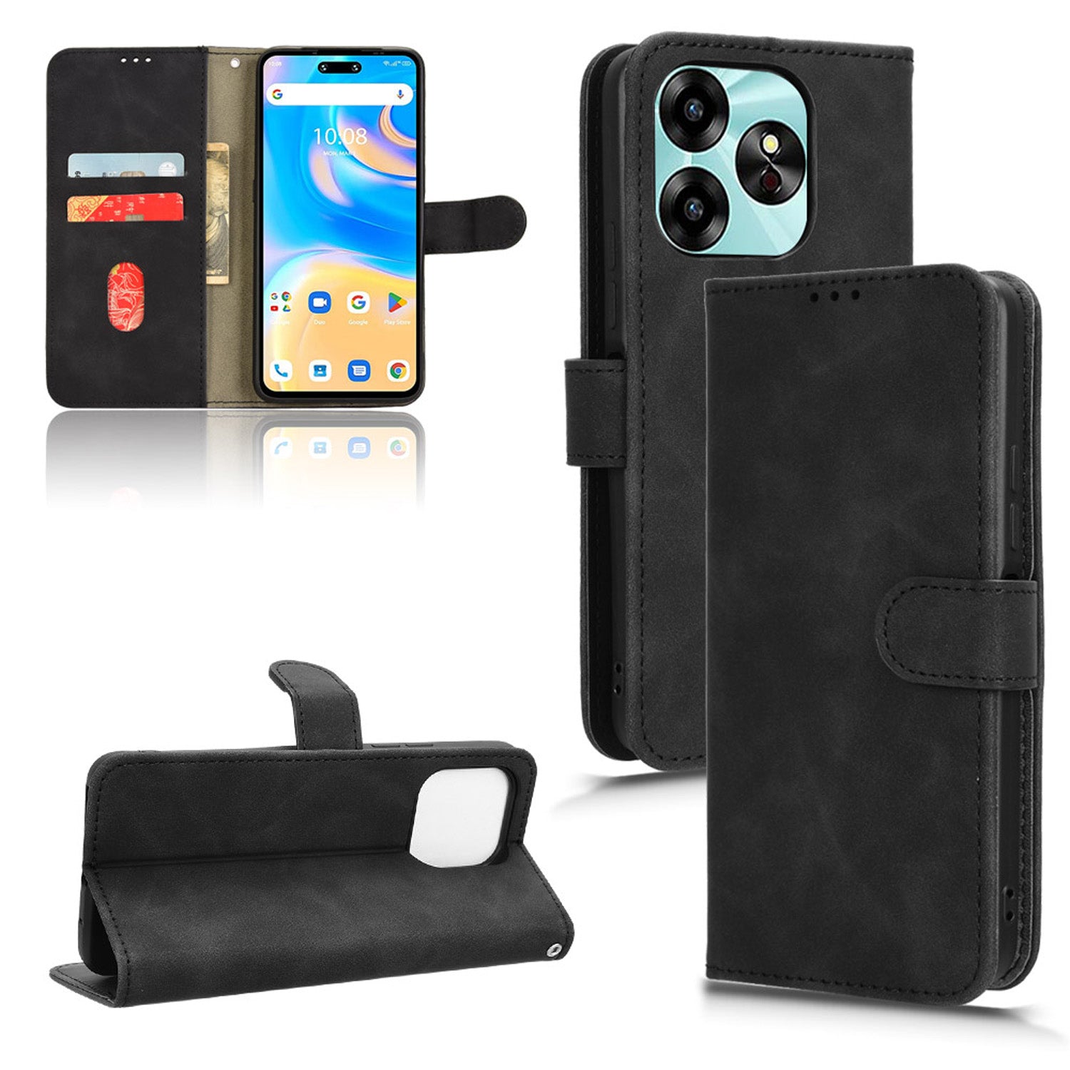 Wallet Case with Card Holder Flip Magnetic Protective Cover for UMIDIGI G6 5G, Black