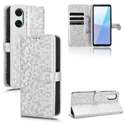 Slim Flip Polka-Dots Phone Case with Card Holder for Sony Xperia 10 VI 2024, Silver