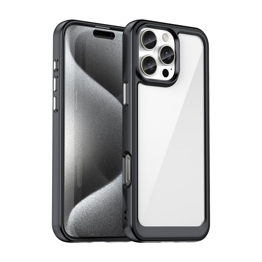 Hard Back Soft Bumper Protective Case for iPhone 16 Pro, Black