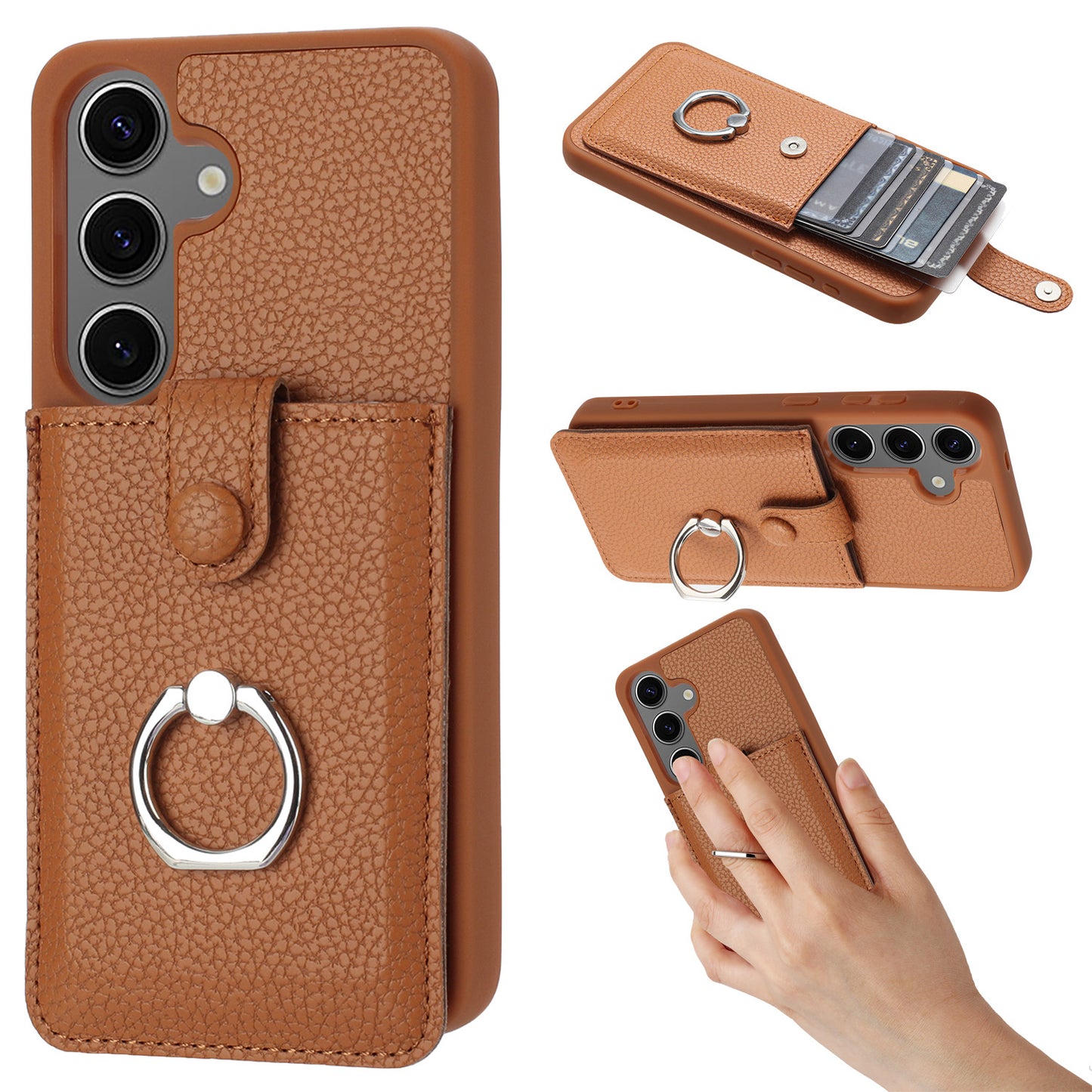 for Samsung Galaxy S24 Wallet Case with Card Holder, Brown