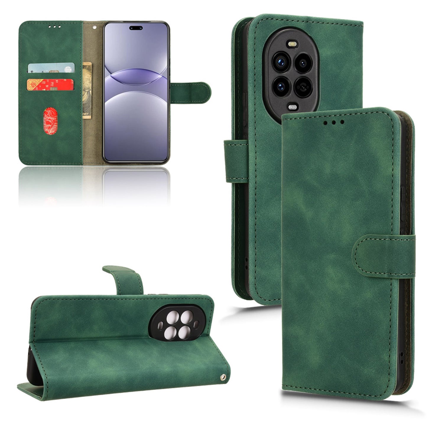 Wallet Case with Card Holder Flip Magnetic Protective Cover for Huawei Nova 13 Pro, Green