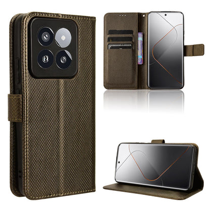 Wallet Case with Credit Card Holder PU Leather Flip Folio Phone Cover for Xiaomi 14 Pro, Bronzed