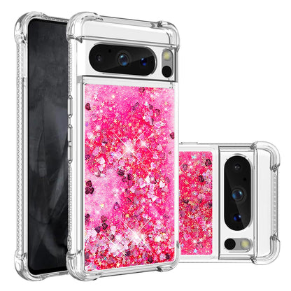 Liquid Flowing Case Anti Fall Proof Soft TPU Bumper Cover for Google Pixel 8 Pro, Pink Love