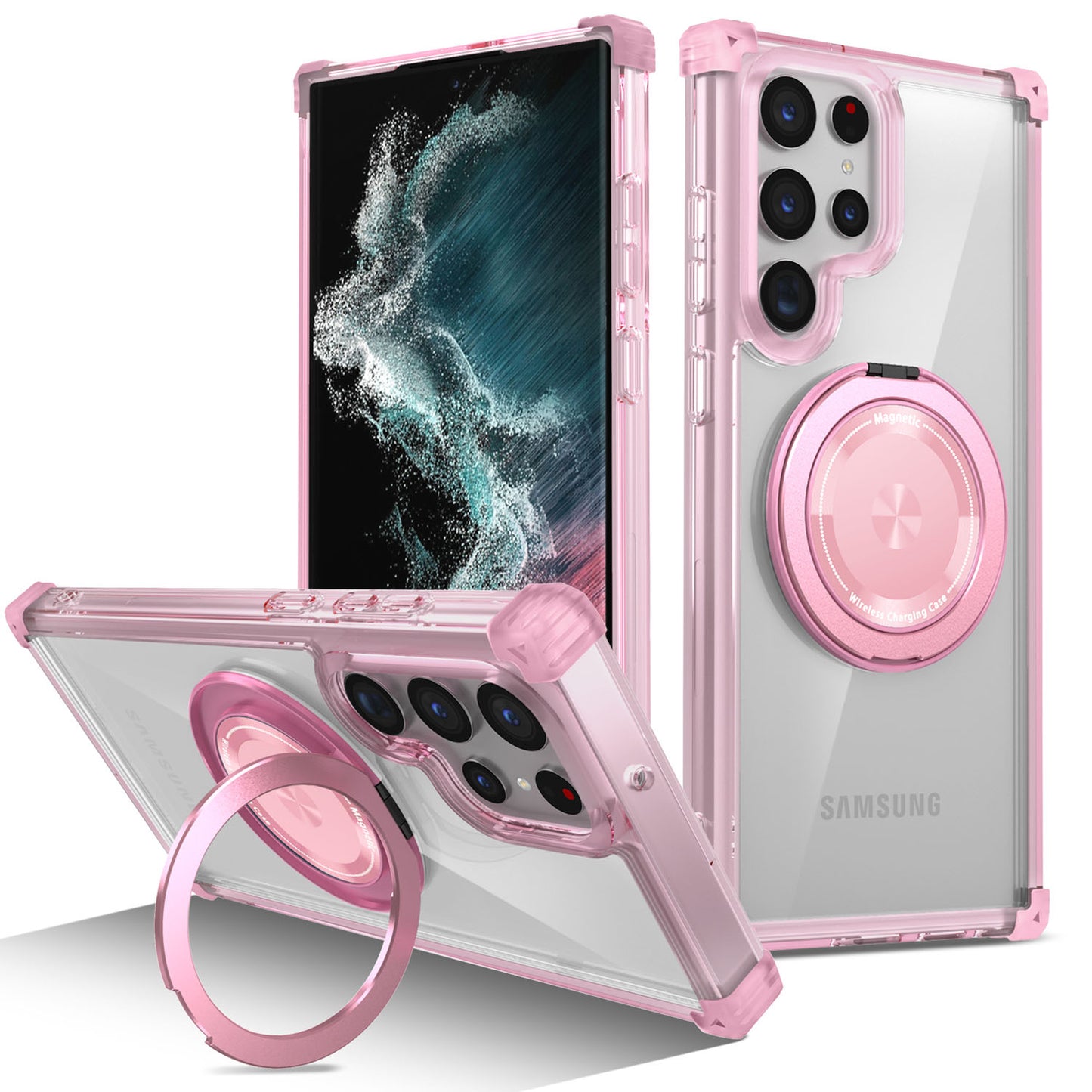 Samsung Galaxy S22 Ultra Case, Built in 360¡ã Magnetic Stand, Compatible with Magsafe, Pink