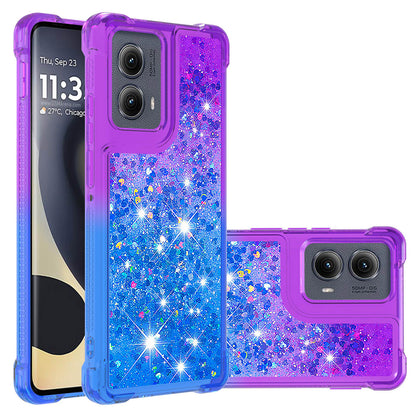 Motorola Edge (2024) Gradient Quicksand Series Bling Liquid TPU Case, Purple&Blue