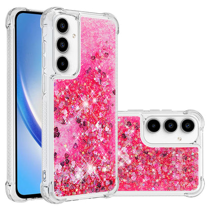 Liquid Flowing Case Anti Fall Proof Soft TPU Bumper Cover for Samsung Galaxy A55 5G, Pink Love