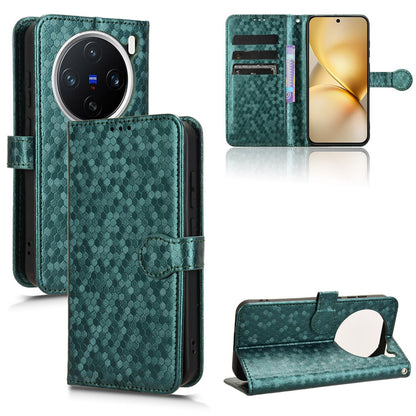 Slim Flip Polka-Dots Phone Case with Card Holder for Samsung VIVO X200, Green