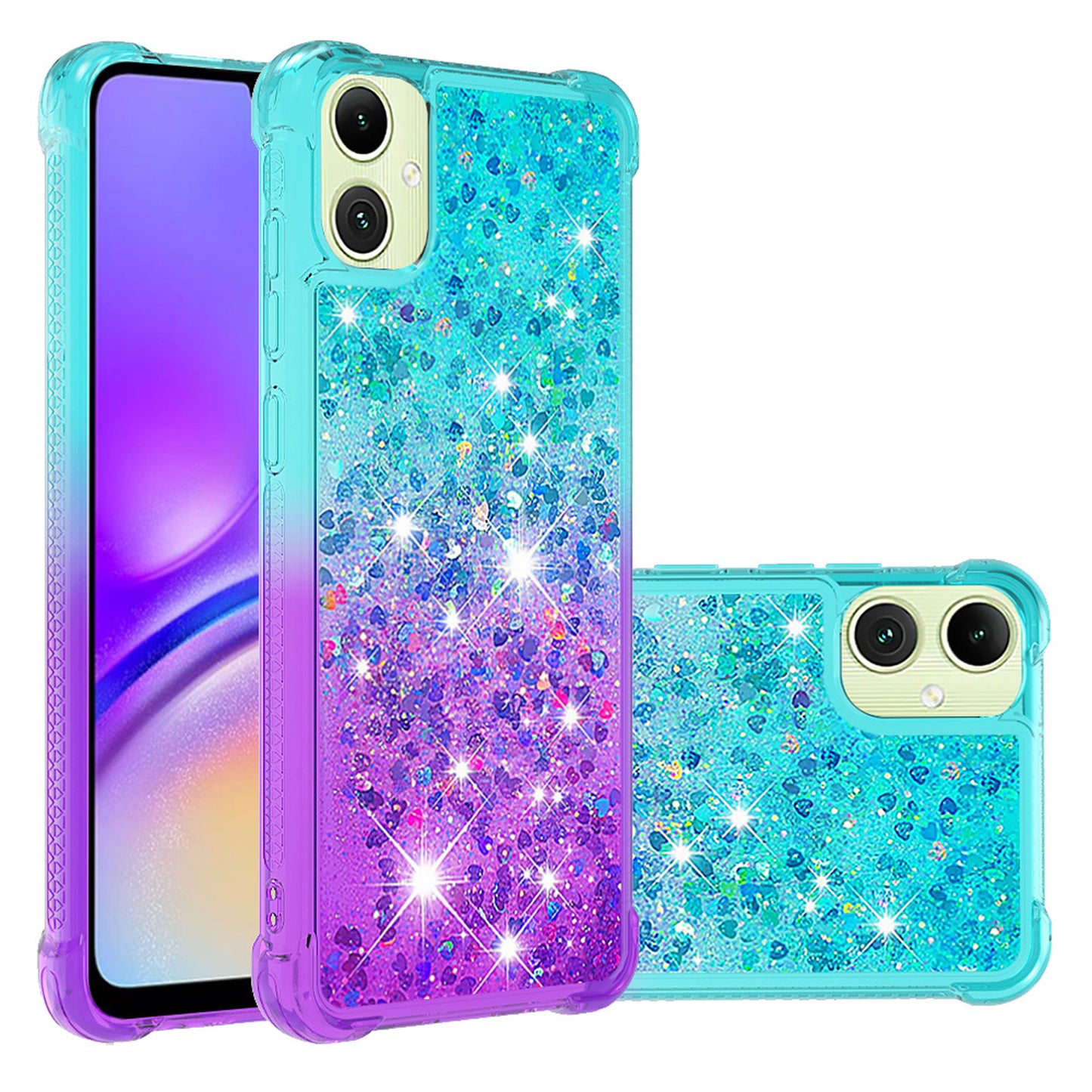 Samsung Galaxy A06 Gradient Quicksand Series Bling Liquid TPU Case, Pink&Blue