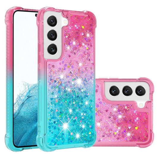 Samsung Galaxy S23+ Gradient Quicksand Series Bling Liquid TPU Case, Blue&Purple