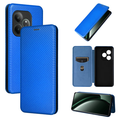 Carbon Fiber Flip Case for Realme GT 6, Blue